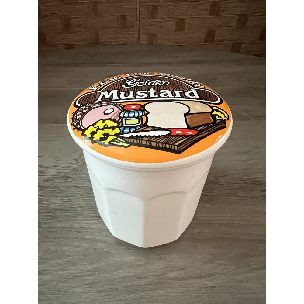 Vintage Ceramic Mustard Crock Canister Wal-Mart 4" Tall Excellent Condition